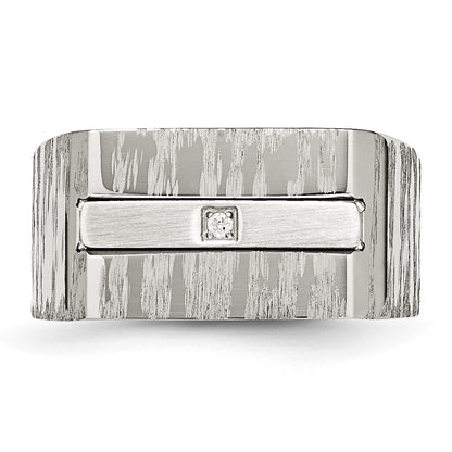 Stainless Steel Brushed And Polished Cz Ring