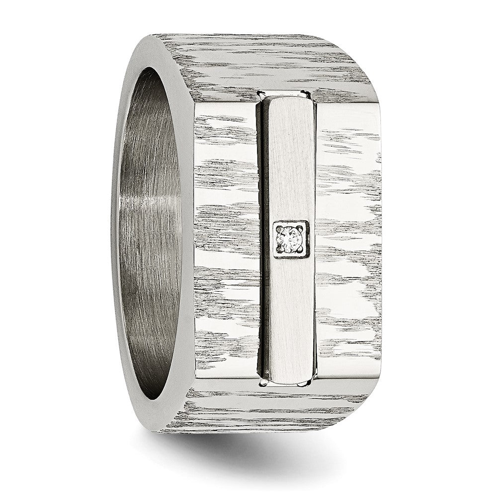 Stainless Steel Brushed And Polished Cz Ring