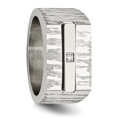 Stainless Steel Brushed And Polished Cz Ring