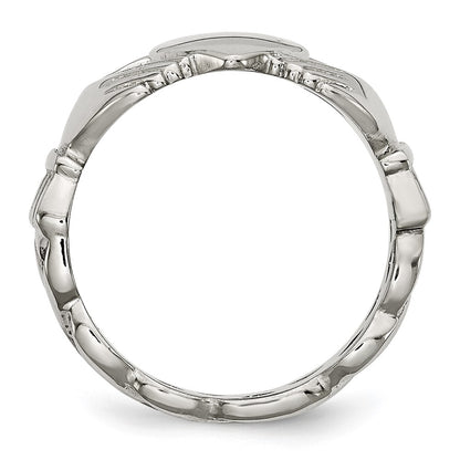 Stainless Steel Polished Braided Claddagh Ring