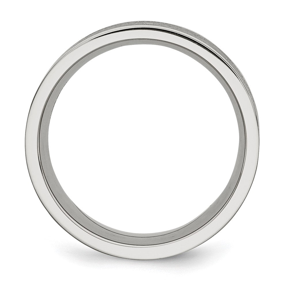 Stainless Steel Brushed Black Rubber Stripes 10mm Flat Band