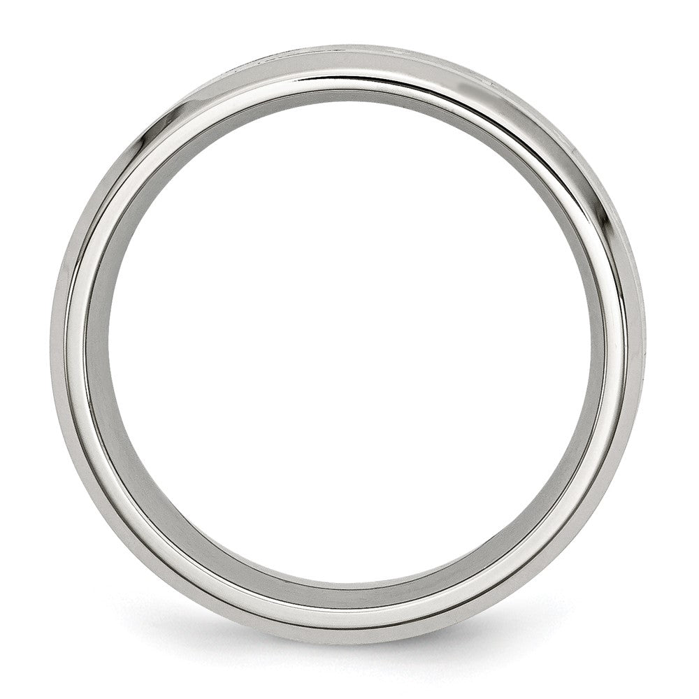 Stainless Steel Polished Yellow Ip Carbon Fiber Inlay Cross 8mm Band