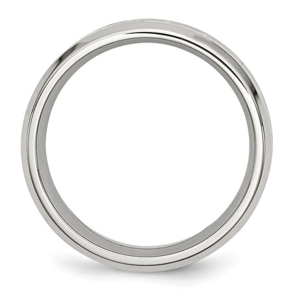 Stainless Steel Polished Yellow Ip Carbon Fiber Inlay Cross 8mm Band