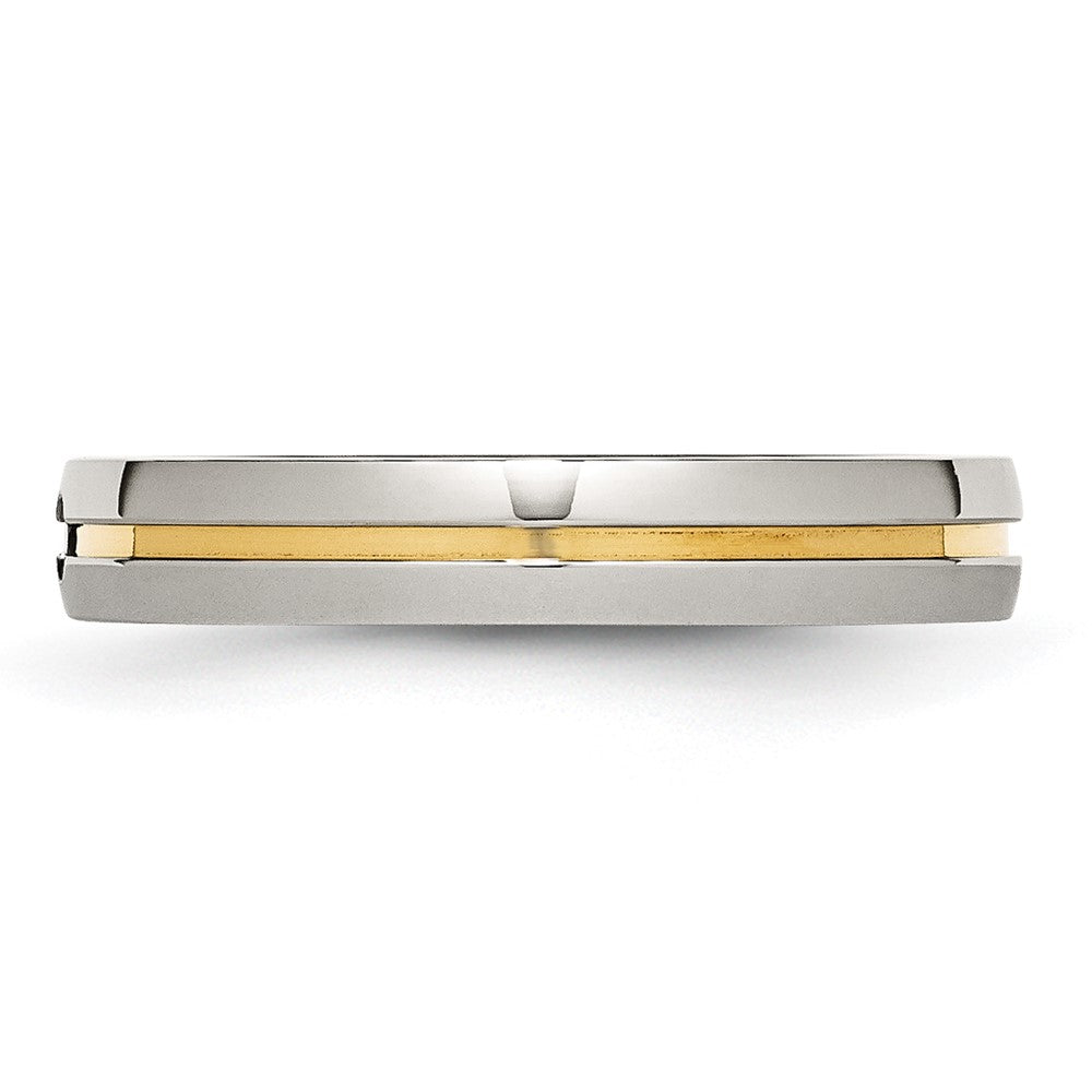 Stainless Steel Polished Yellow Ip Plated .025Pt. Diamond 4mm Band