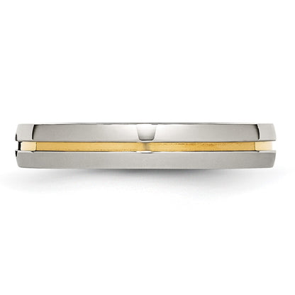 Stainless Steel Polished Yellow Ip Plated .025Pt. Diamond 4mm Band