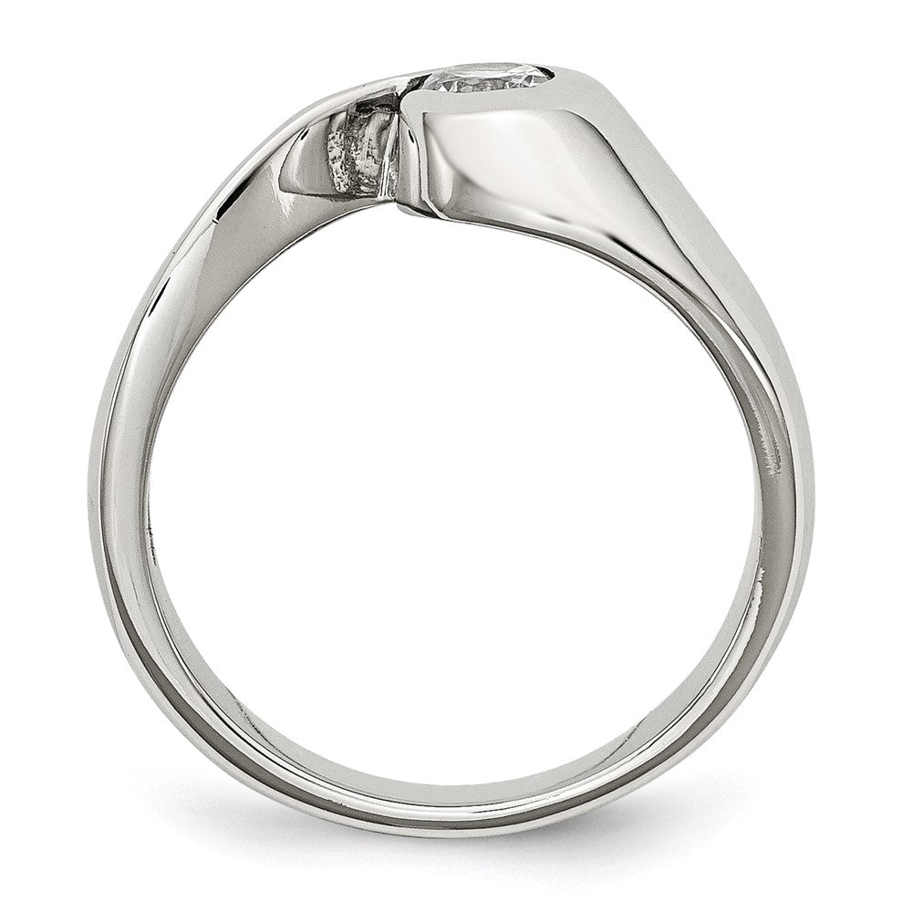 Stainless Steel Polished Cz Ring