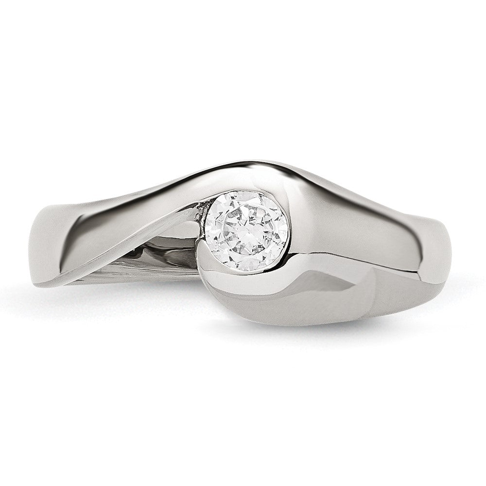 Stainless Steel Polished Cz Ring