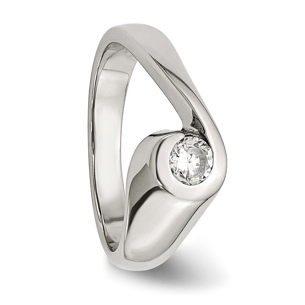 Stainless Steel Polished Cz Ring