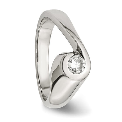 Stainless Steel Polished Cz Ring