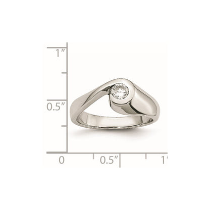 Stainless Steel Polished Cz Ring