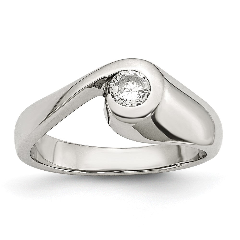 Stainless Steel Polished Cz Ring