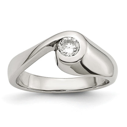Stainless Steel Polished Cz Ring
