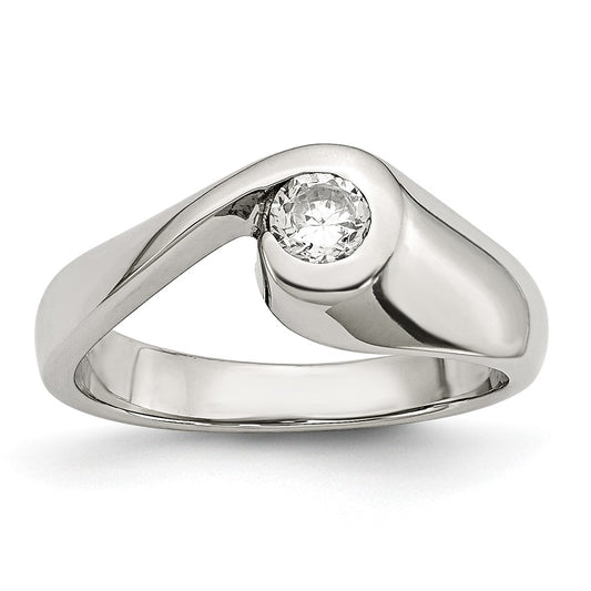 Stainless Steel Polished Cz Ring