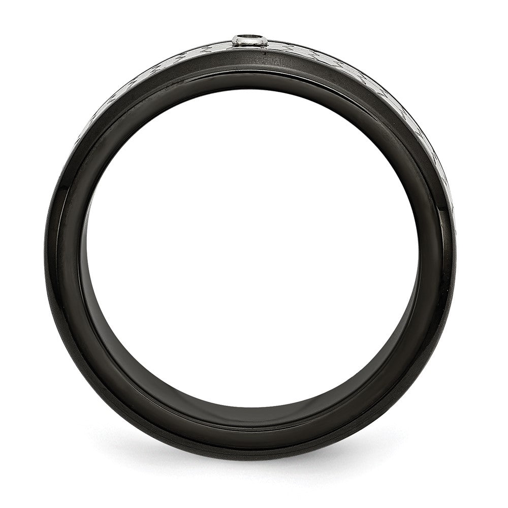 Stainless Steel Polished Brushed Black Ip Plated 2Pt. Diamond 8mm Band
