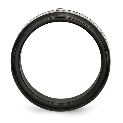 Stainless Steel Polished Brushed Black Ip Plated 2Pt. Diamond 8mm Band