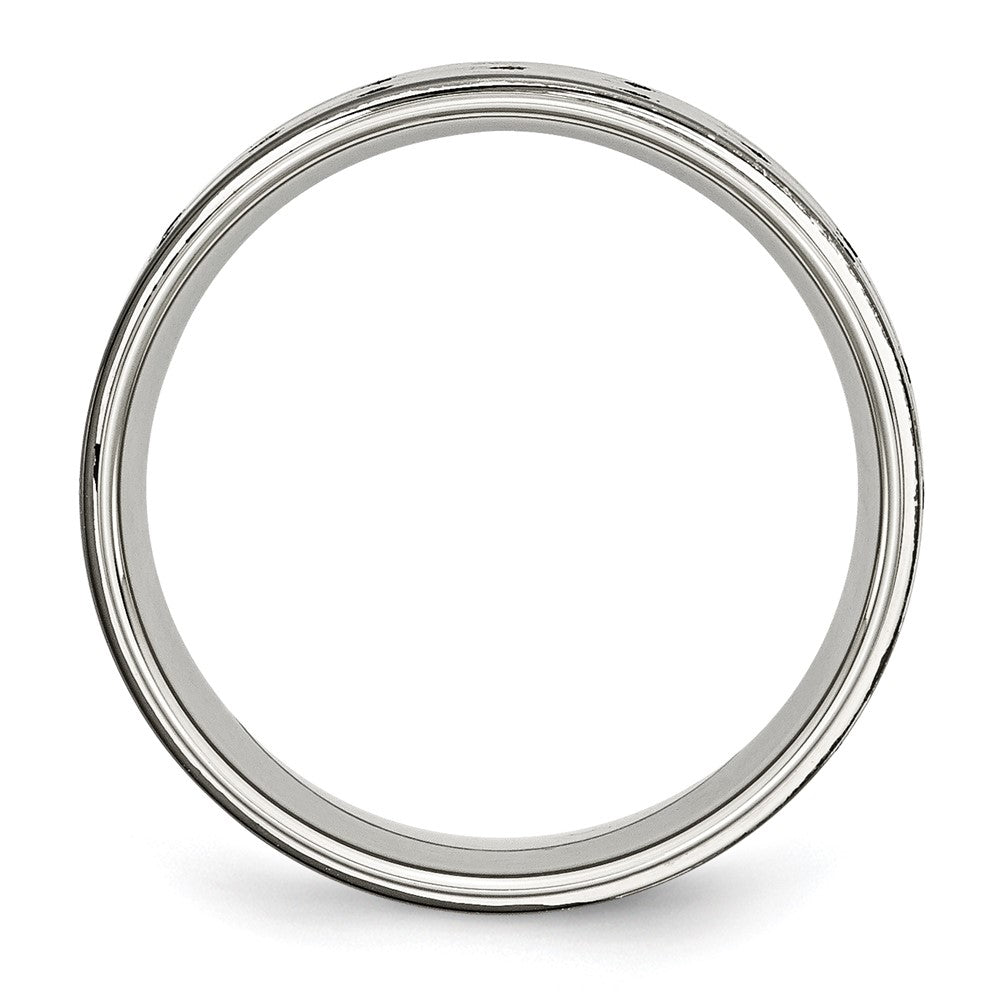 Stainless Steel Polished Black Ip Plated 8mm Grooved Band