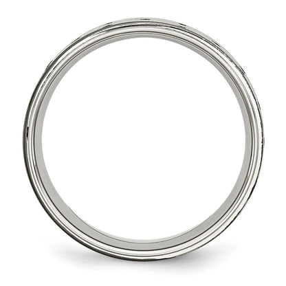 Stainless Steel Polished Black Ip Plated 8mm Grooved Band