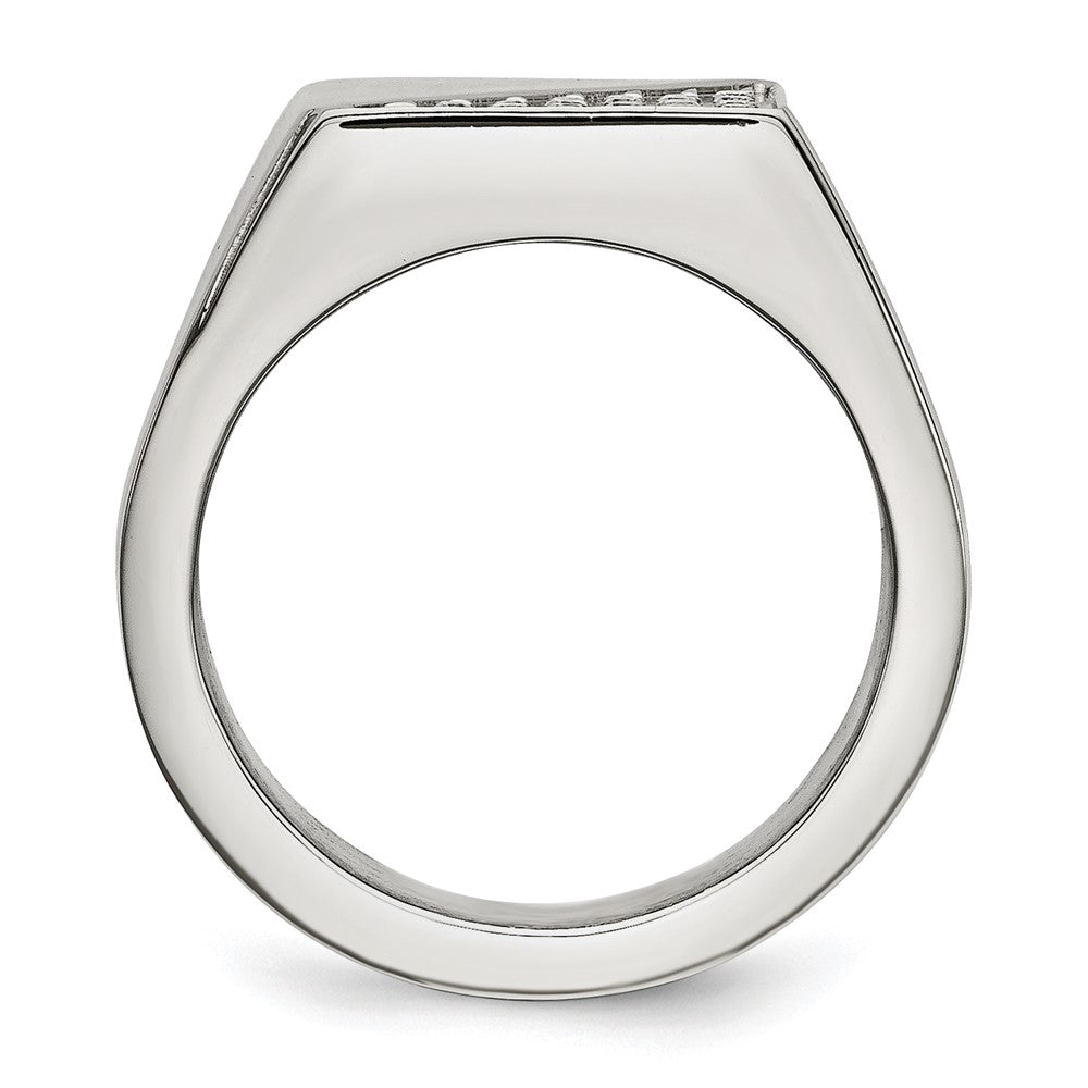 Stainless Steel Polished With Crystal Signet Ring