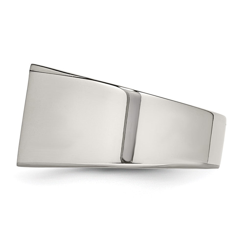 Stainless Steel Polished With Crystal Signet Ring