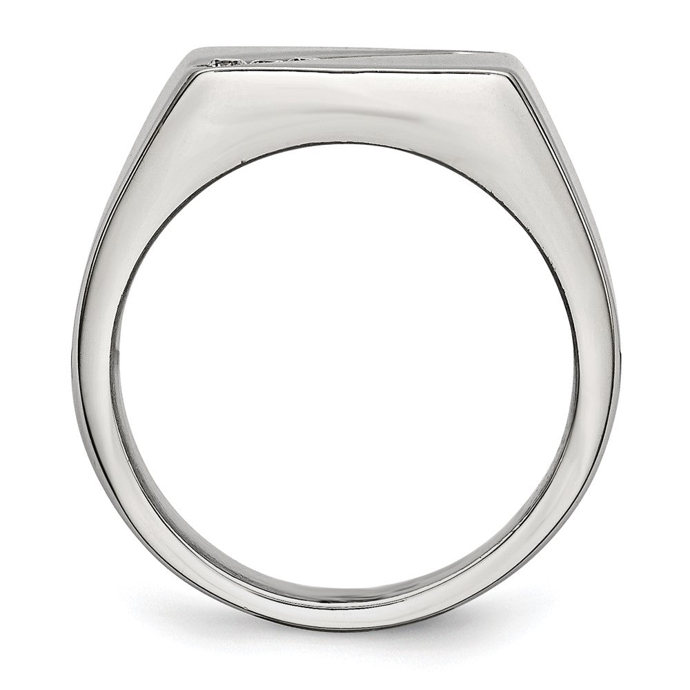 Stainless Steel Polished Cz Signet Ring