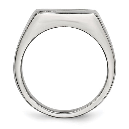 Stainless Steel Polished Cz Signet Ring