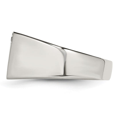 Stainless Steel Polished Cz Signet Ring