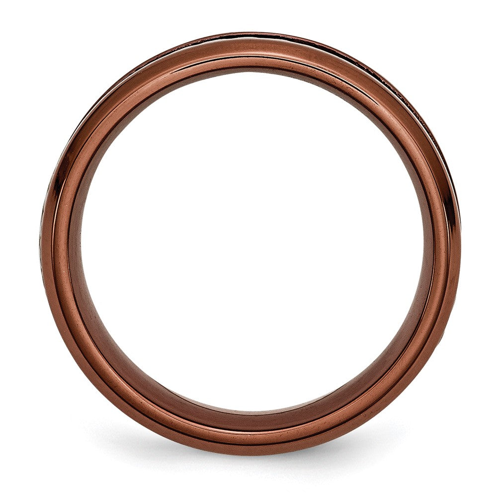 Stainless Steel Ridged Edge Brown Ip Plated Cable 7mm Band