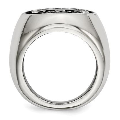 Stainless Steel Antiqued And Polished Anchor Ring