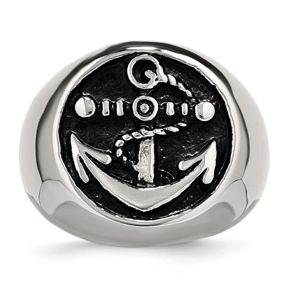 Stainless Steel Antiqued And Polished Anchor Ring