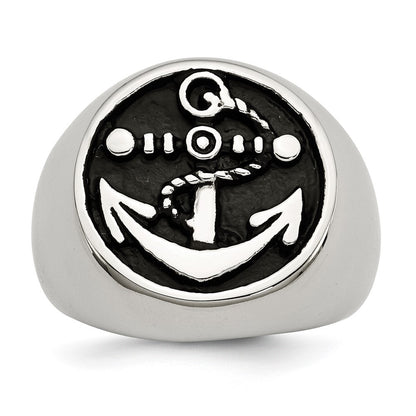 Stainless Steel Antiqued And Polished Anchor Ring