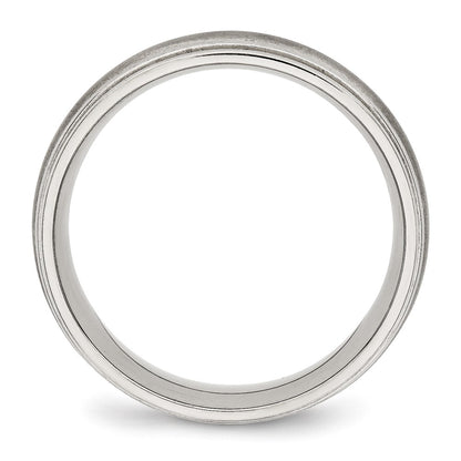 Stainless Steel Polished Brushed Center 7mm Ridged Edge Band