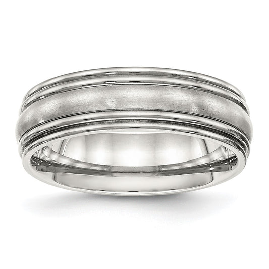 Stainless Steel Polished Brushed Center 7mm Ridged Edge Band