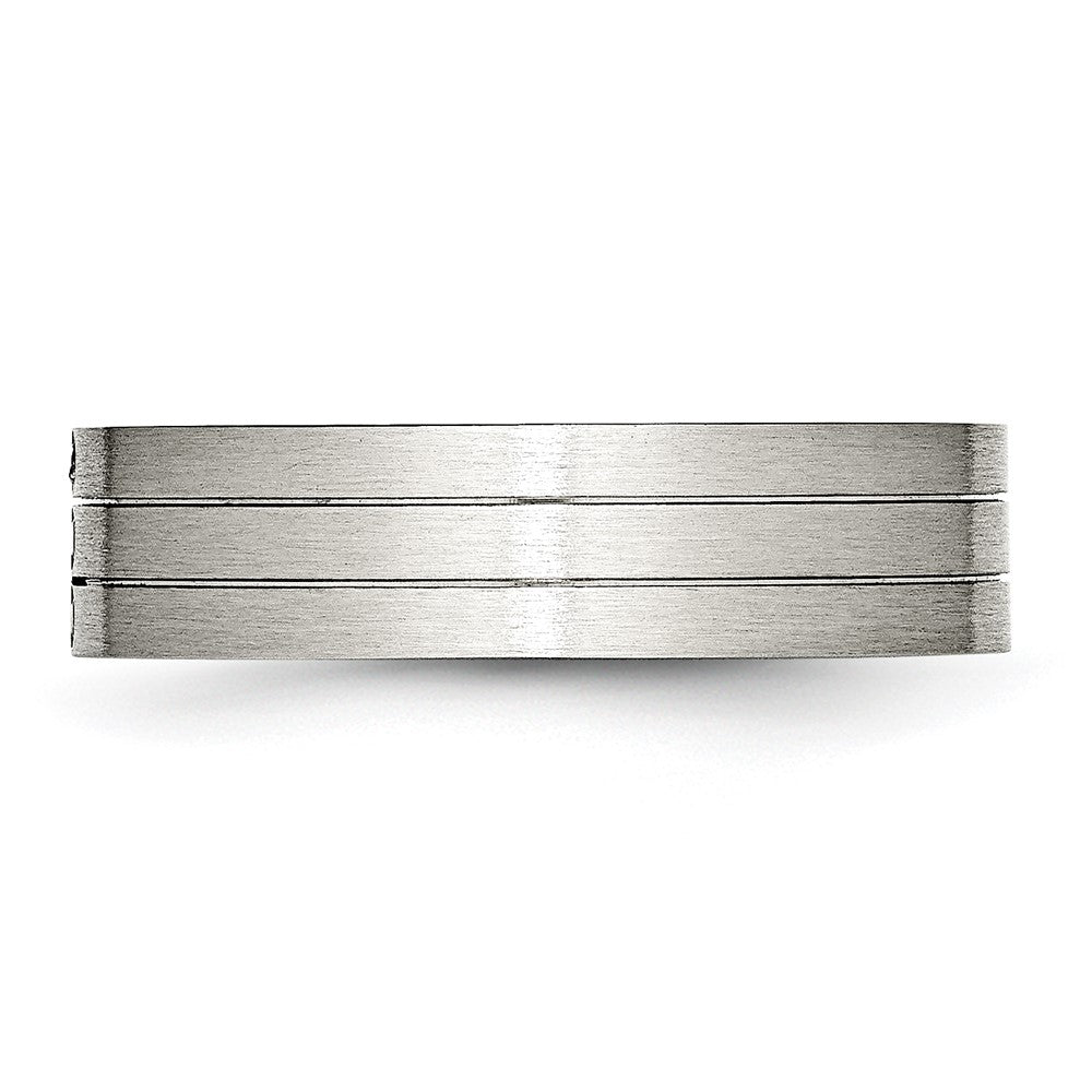 Stainless Steel Brushed Cz 6mm Grooved Band
