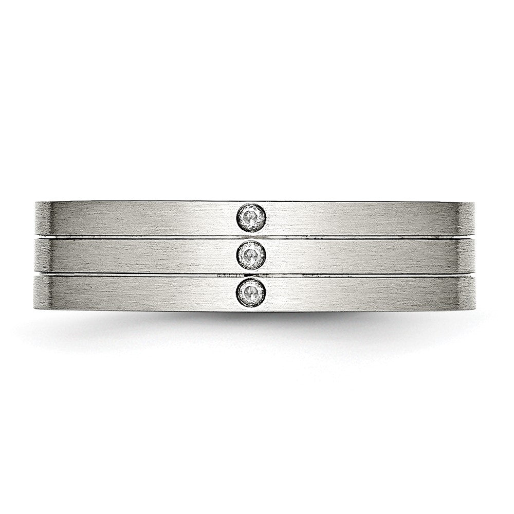 Stainless Steel Brushed Cz 6mm Grooved Band