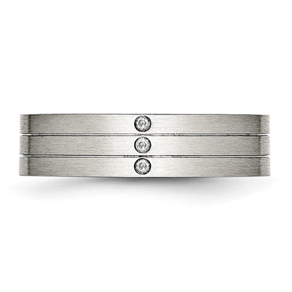 Stainless Steel Brushed Cz 6mm Grooved Band