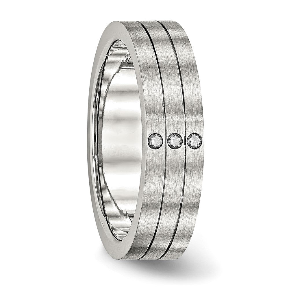 Stainless Steel Brushed Cz 6mm Grooved Band