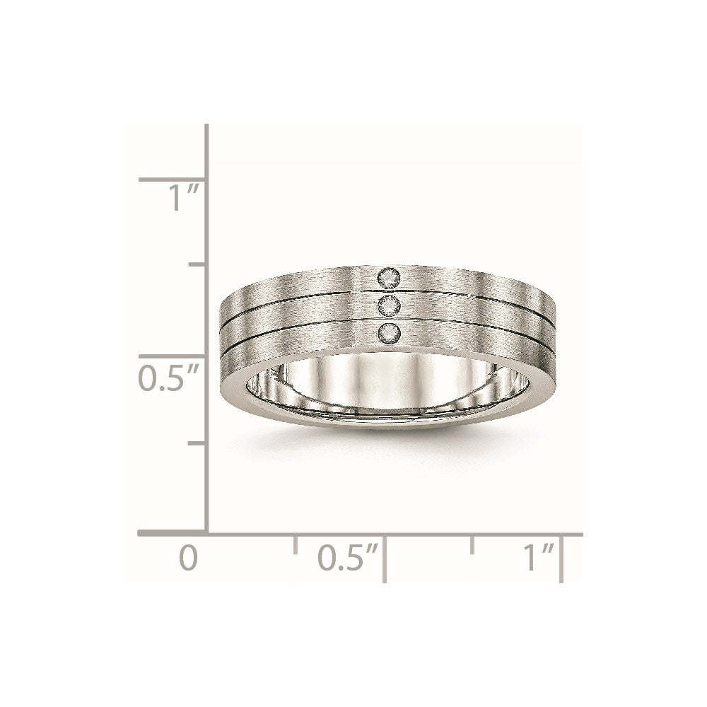 Stainless Steel Brushed Cz 6mm Grooved Band