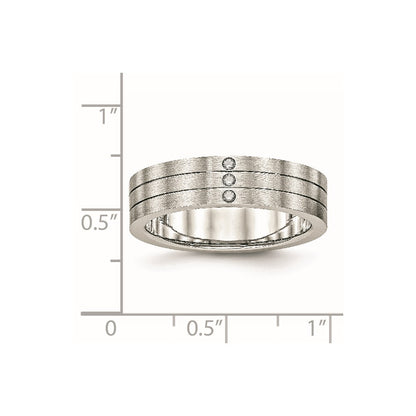 Stainless Steel Brushed Cz 6mm Grooved Band