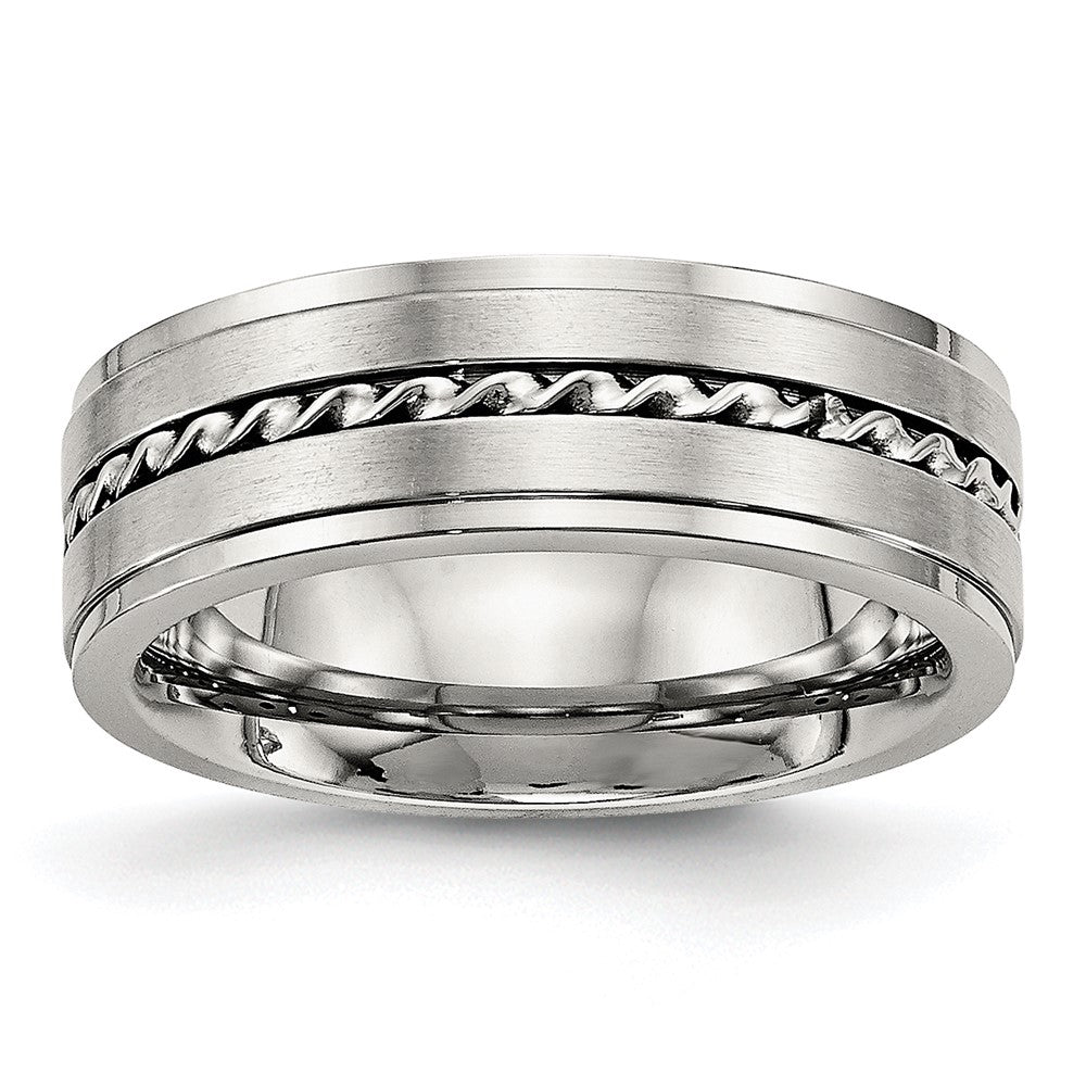 Stainless Steel Brushed And Polished Twisted 7mm Band