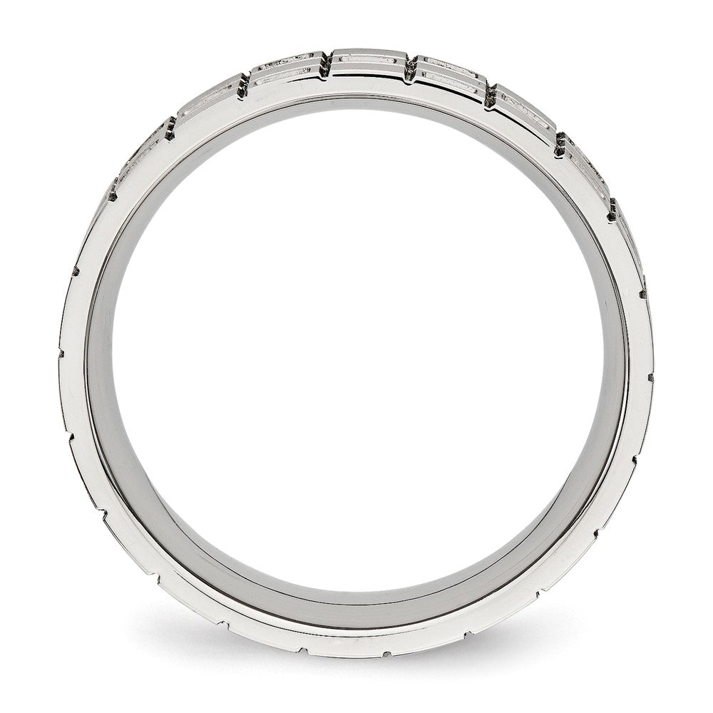 Stainless Steel Brushed Cz 7mm Grooved Band