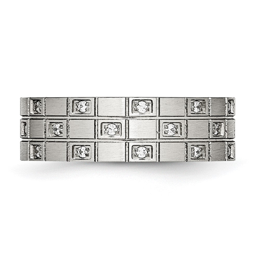Stainless Steel Brushed Cz 7mm Grooved Band