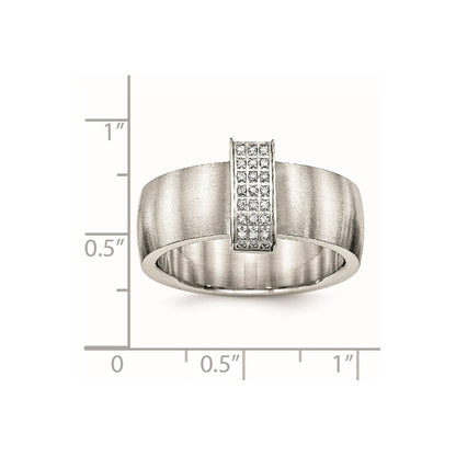 Stainless Steel Brushed Cz 8mm Band
