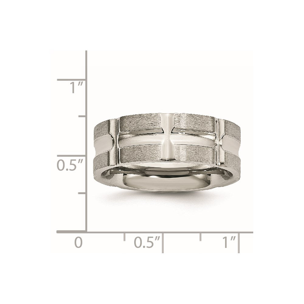 Stainless Steel Brushed And Polished 8mm Grooved Band
