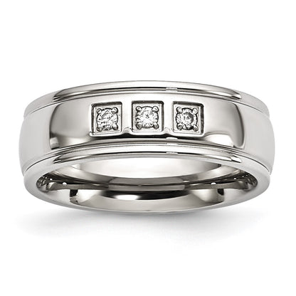 Stainless Steel Polished With Cz Ring