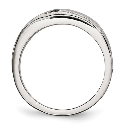 Stainless Steel Polished Cz 6.75mm Band