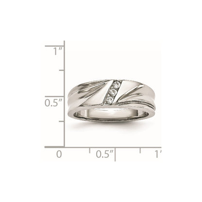 Stainless Steel Polished Cz 6.75mm Band