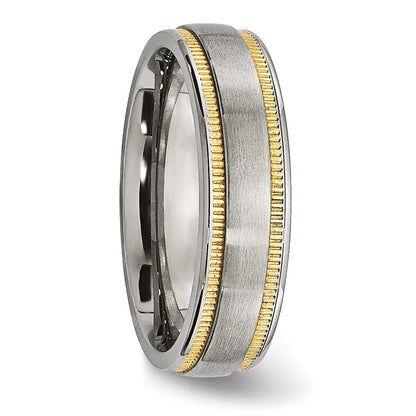 Stainless Steel Brushed And Polished Yellow Ip Plated Band