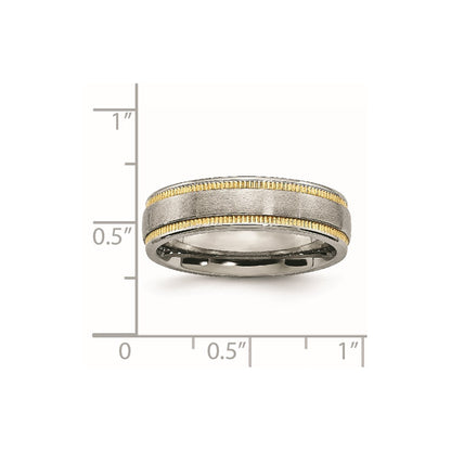 Stainless Steel Brushed And Polished Yellow Ip Plated Band