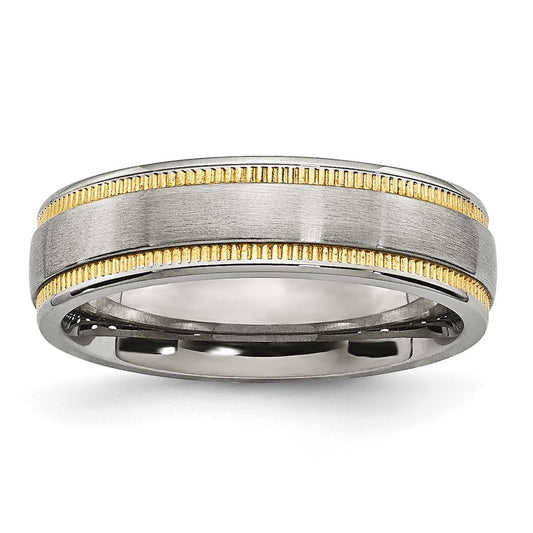 Stainless Steel Brushed And Polished Yellow Ip Plated Band