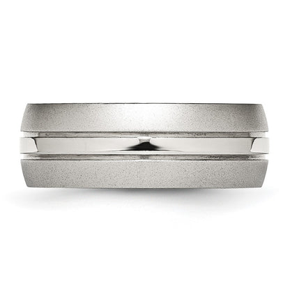 Stainless Steel Grooved 8mm Brushed And Polished Band